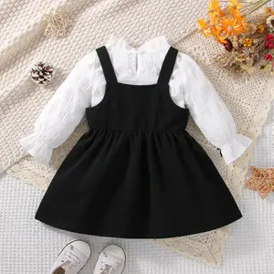 Bebek için uzun kollu etek ve rahat, beyaz, siyah, sevimli, rahat, tatlı, yeni stil ilkbahar ve sonbahar, 2 parça Satış çubuğu kolyesinde ilk 10-siyah no. 4