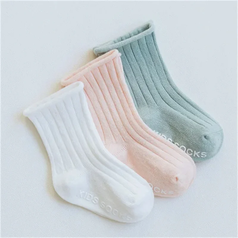 Spring Autumn Baby Socks For Girls Boys Cotton Kids Infant Girl Boy Sock Toddler Solid Cotton Casual Long Sock Age For 0-3 Years