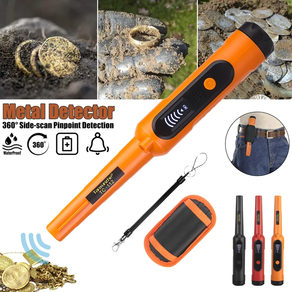 Metal Detector Outdoor Adventure Handheld Metal Detector Pinpointer Finder Waterproof 360° Side Scan Metal Detector Rod