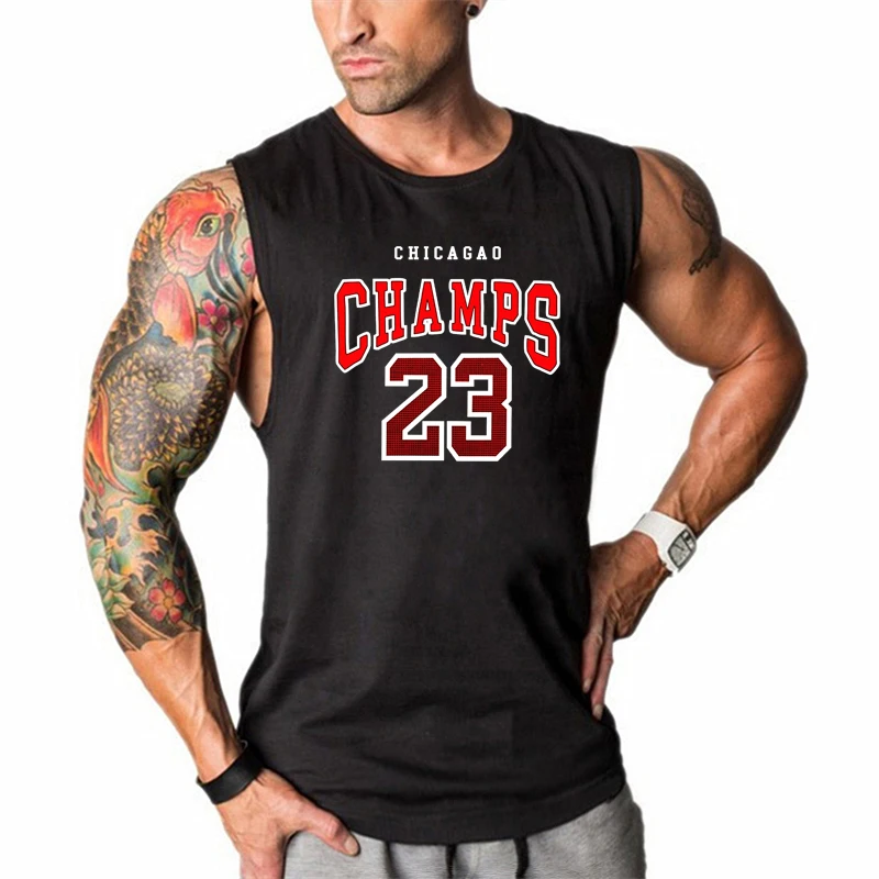 Chicago Champs 23 USA City Team Gym Clothing Fitness Tank Tops Men Bodybuilding Singlets Cotton Sleeveless Shirt Muscle Vest