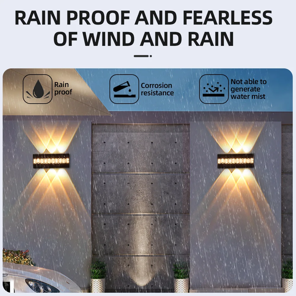 Outdoor waterproof wall lamp AC85-265V 10W/8W/6W ABS material warm light decorative garden lamp wall lamp