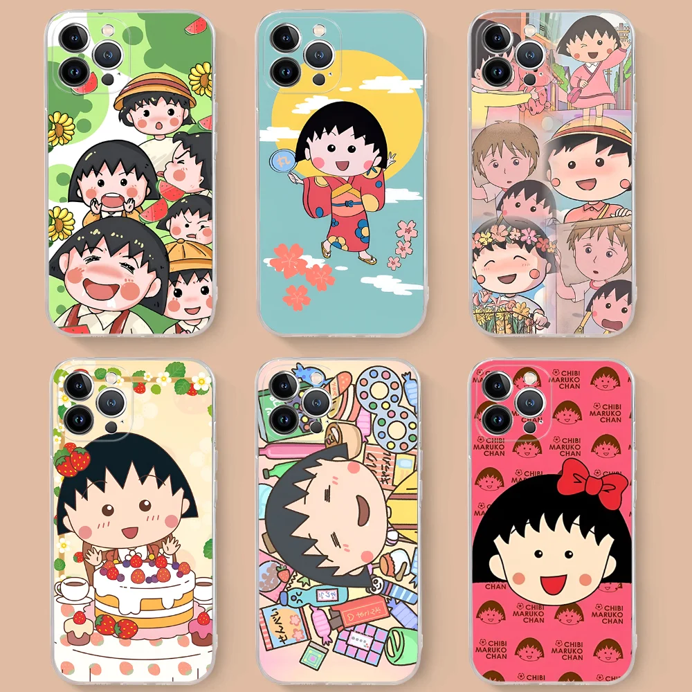 Catoon Chibi Maruko Chan   Phone Case For iPhone 15 14 11 12 13 Mini Pro XS Max Cover 6 7 8 Plus X XR SE 2020 Funda Shell