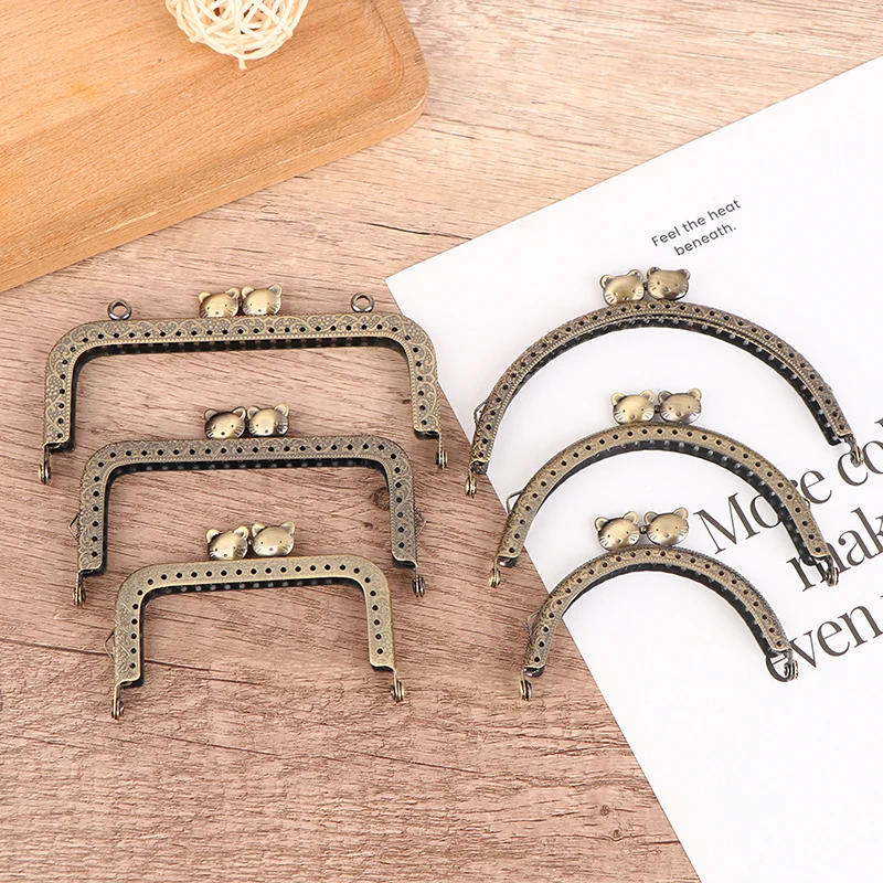 1pc 8.5/10.5/12.5CM Cat Head Metal Purse Frame Handle for Clutch Bag Handbag Making Clasp Lock Bags Accessories