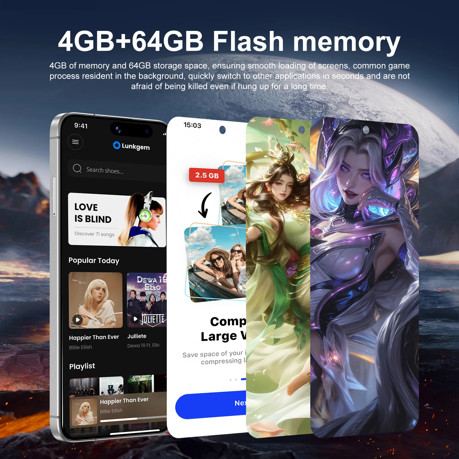 IVMI New A57 Global Version Smartphone 4G Dual Card Android 12 4GB RAM 64GB ROM 16MP Face ID Unlocked Cell Mobile Phones view 3