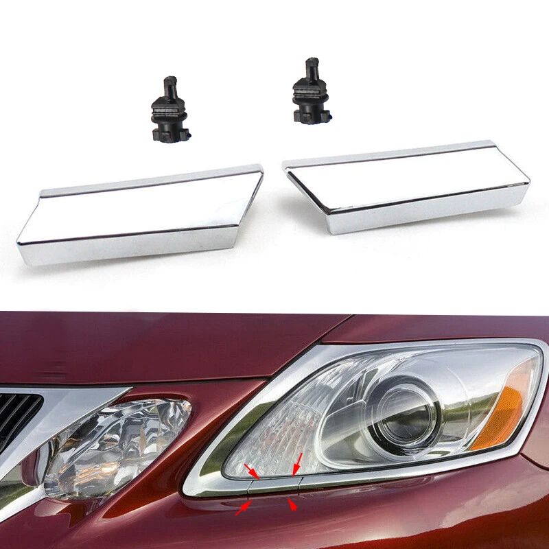 1 Pair Front Headlight Washer Nozzle Cover & Clip Plastic 85207-30031 85208-30031 Fit for Lexus GS300 GS350 GS430 GS460 GS450h