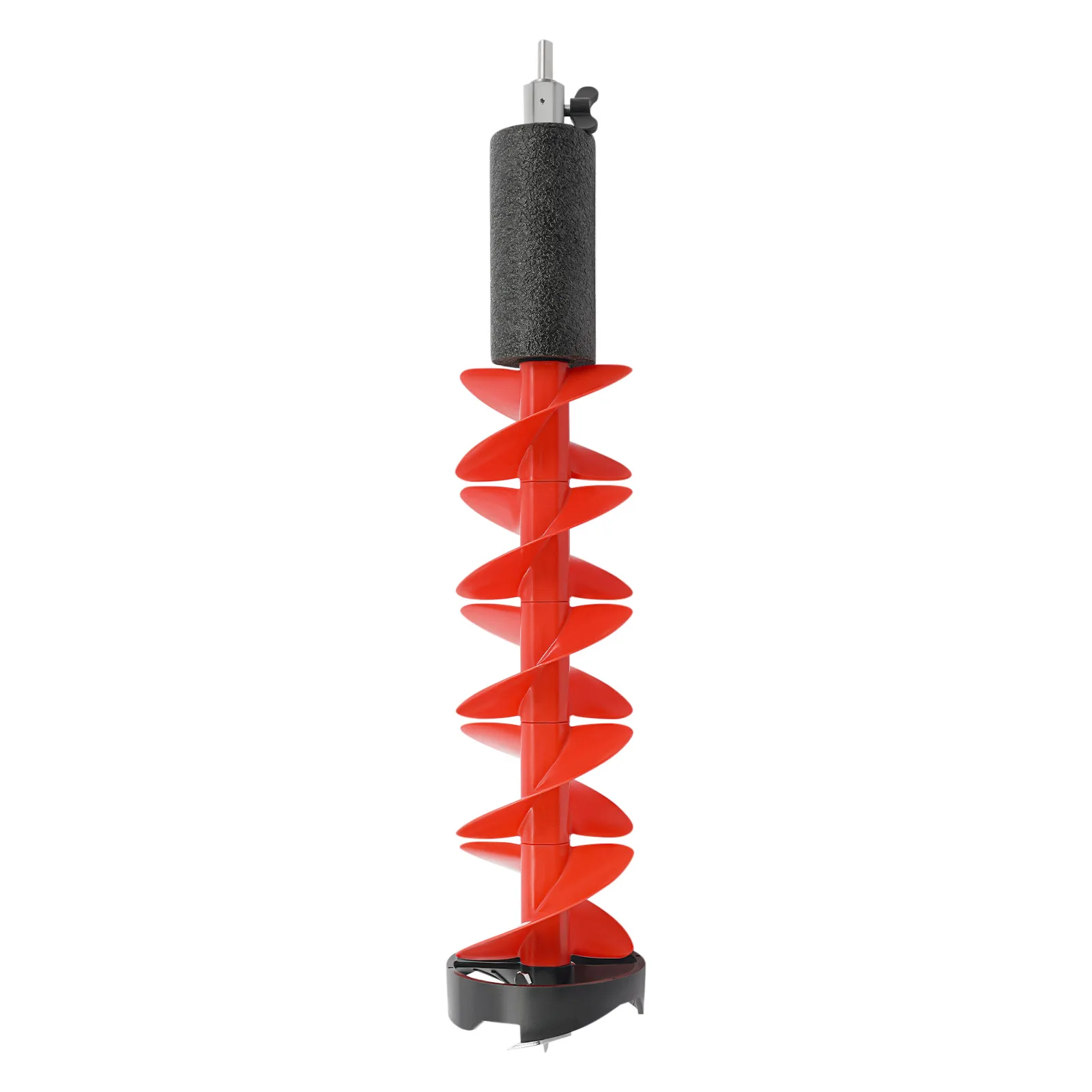 Red Ice Drill Auger Ice Fishing Auger Replacement Bit Die Casting Spraying Surface Aluminum Alloy Nylon Stainless Steel PE Composite Material 15*75cm Portable Ice Hole Drilling Accessory For Winter Ice Fishing Equipment