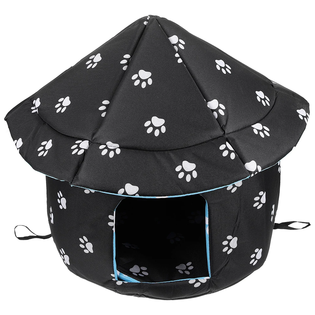 

Warm Dog House Removable Washable Cozy Bed Black Size Foldable Pet Weatherproof Cat Nest Dog Cat House