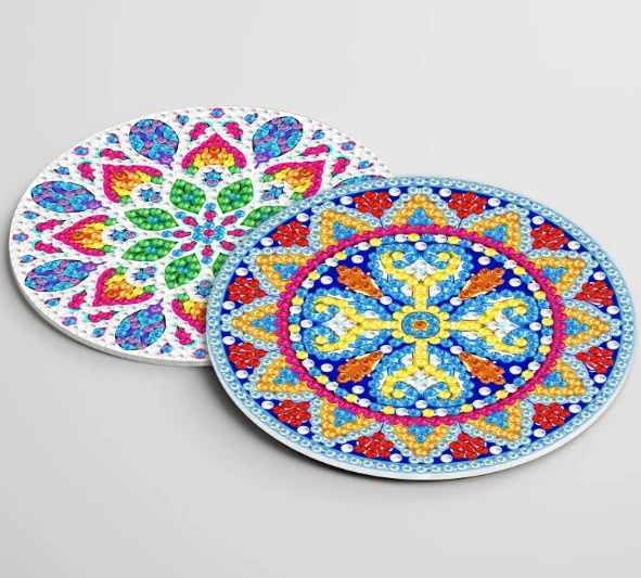 2023 hot sale Low MOQ cheap diy mandalas diamond art coaster 8pcs set crystal beads crafts art acrylic coaster