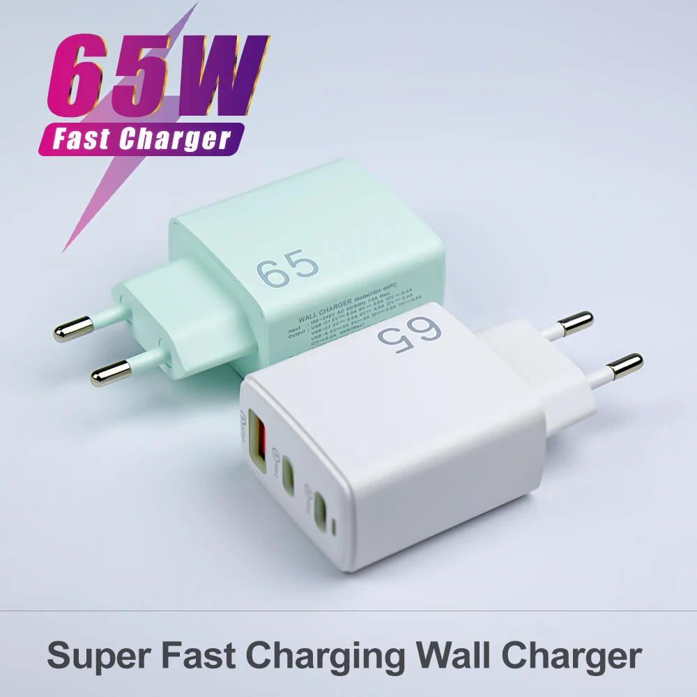 GaN Fast Charging 65W USB Type C Charger PD 3.0 Quick Charge Wall For Phone Adapter For iPhone 15 Xiaomi Huawei Samsung Oneplus