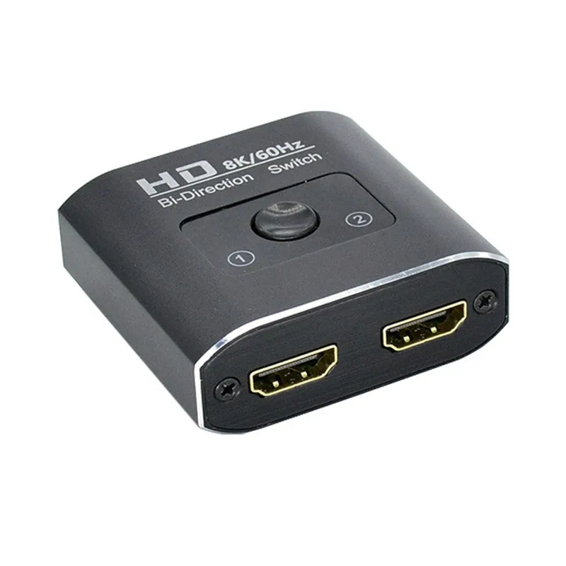 8K 60Hz HDMI-Switch mit 2 Anschlüssen, 2 Eingänge, 1 Ausgang, Video-Splitter für Laptop, PC, Xbox, PS3/4/5, TV-Box, Monitor, TV, Projektor, Adapter