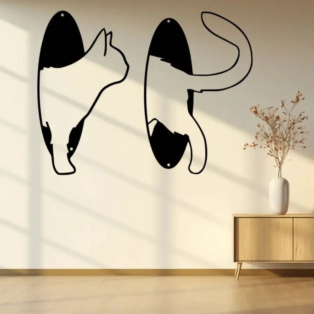 

2Pcs/set Modern Black Cat Hanging Pendant Iron Art Handmade Metal Wall Ornaments Cartoon Cat Wall Hanging Ornaments Office