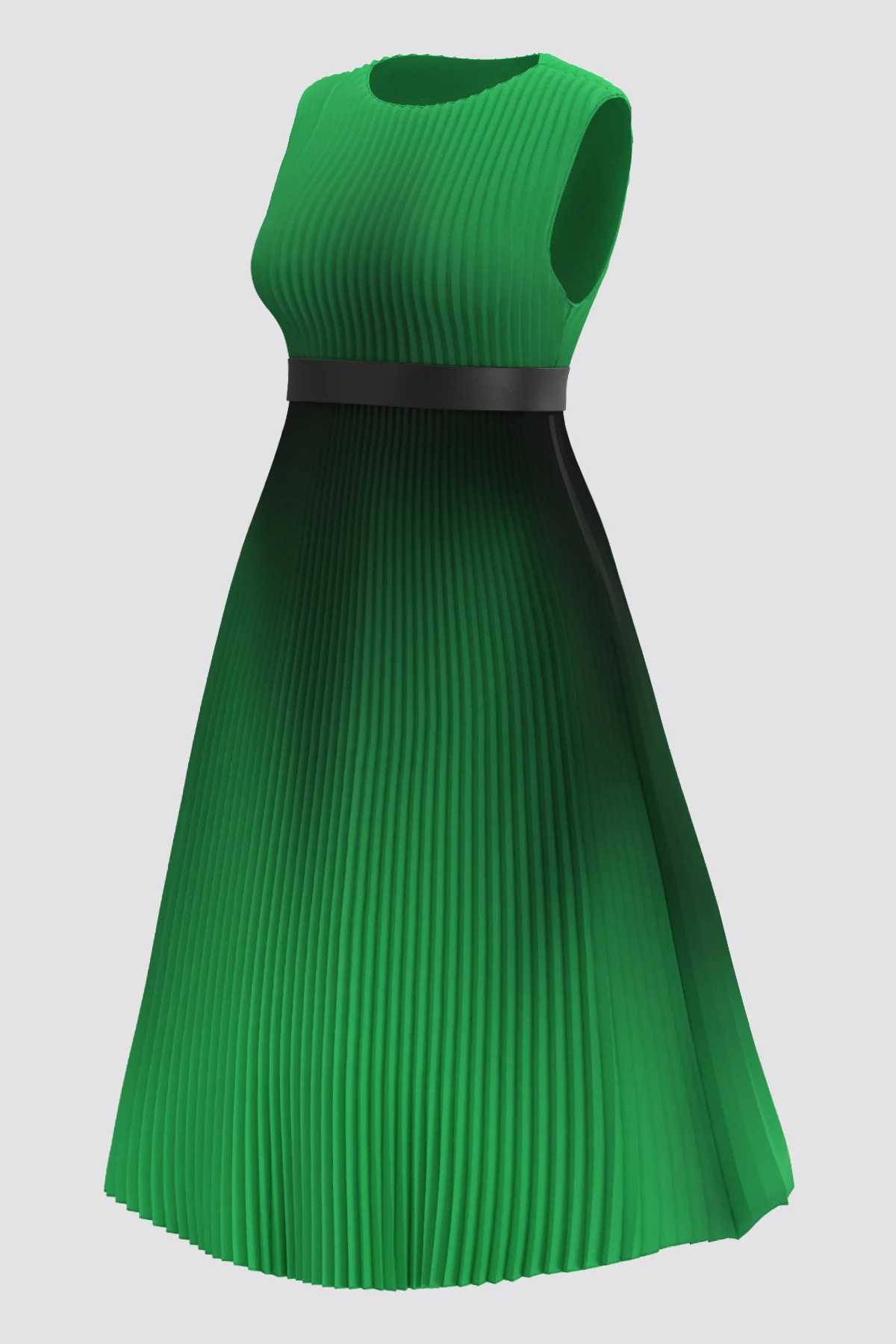 Plus Size Gradient Color Tank Dress Casual Crew Neck Sleeveless Shirring A-Line Dress Women's Plus Size Clothing 2024