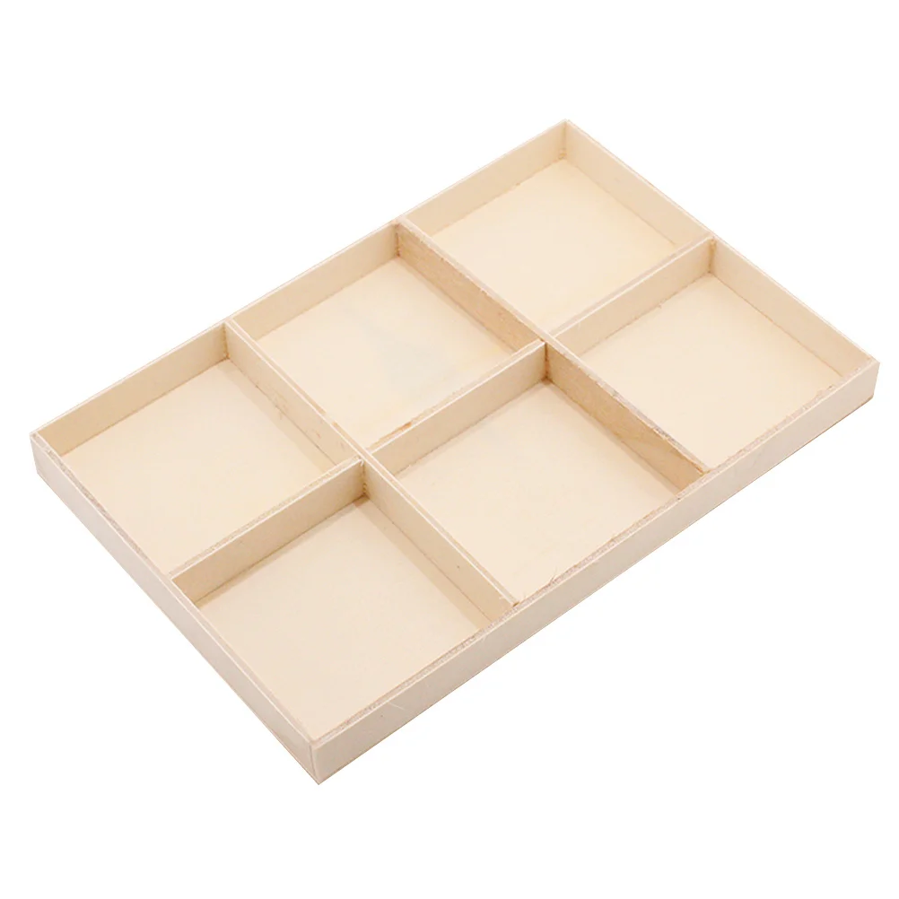 Caja de almacenamiento de madera con 6 compartimentos, organizador de joyas de textura Natural, colgante, pulsera, exhibición de regalo, graduación de Navidad, 2 uds.