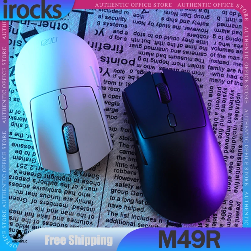 Irocks M49r Gamer Mouse 3 Mode 2.4G Bluetooth Wireless Mouses Lightweight 26000dpi Paw3395 Rgb Office Esports Gaming Mice Gifts