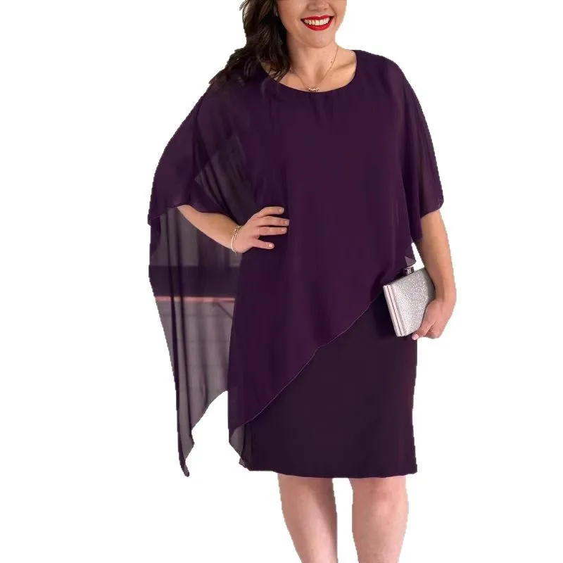 Vestido ajustado Irregular de media manga con capa lisa para mujer, vestidos informales elegantes para bodas, vestidos de fiesta de noche, ropa para mujer