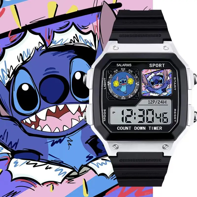 

Cute Interstellar Baby Stitch Children's Cartoon Night Light Watch Fashion Versatile Children's Watch Creative Watch Gift