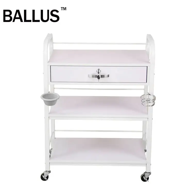 3 Tier Metal & Wood Beauty Salon Trolley Cart Manicure Hand Carts Trolley For Salon Use