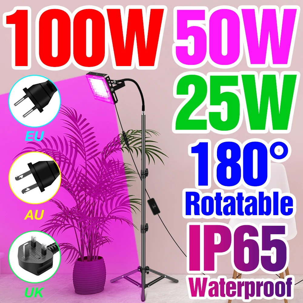 100W LED Full Spectrum Grow Lights Indoor Phytolamp IP65 Waterproof Hydroponics Growing System 220V LED Plants Cultivation Light