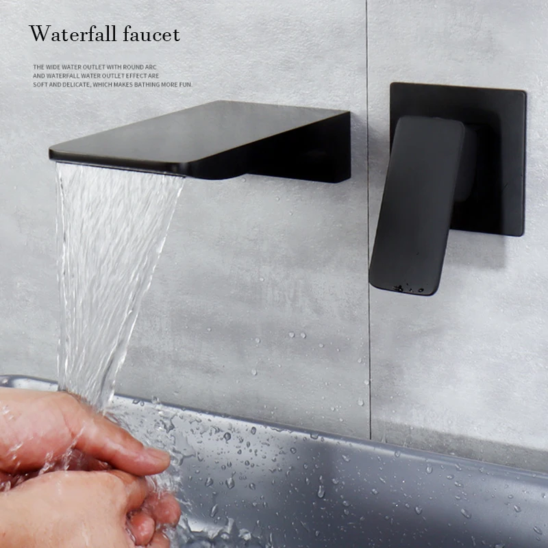 

Embedded Faucet Tap Wall Mounted Waterfall Washbasin Faucet Copper Upper And Lower Basins Gourmet Faucet Kitchen Home Appliance