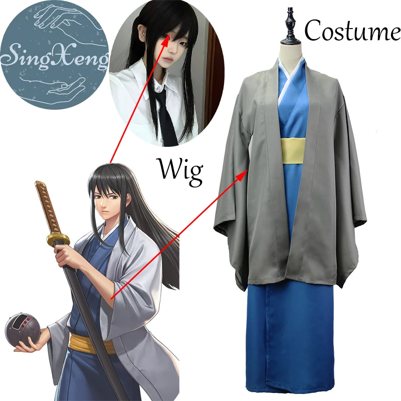 

Anime Cos GINTAMA Katsura Kotarou Cosplay Costumes Outfit Halloween Christmas Uniform kimono Suit Customize