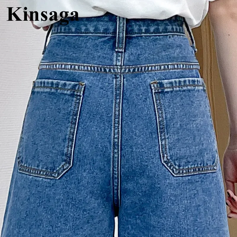 Women Street Ruched Pockets Loose Wide Leg Short Jeans 4XL Summer Baggy Y2K Kawaii High Waisted Denim Shorts Jean Bermudas Pants