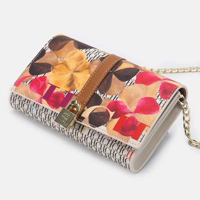 

Сумка-цепочка CH с цветочным принтом и буквенным узором, с замком, из высококачественного полиуретана, женская дизайнерская сумка через плечо 2026 года