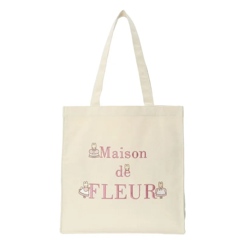 

Marron Cream Shoulder Bag Bunny Kawaii Cute Tote Bags for Women Ladies Anime Cartoon Canvas Eco Shopping Bags