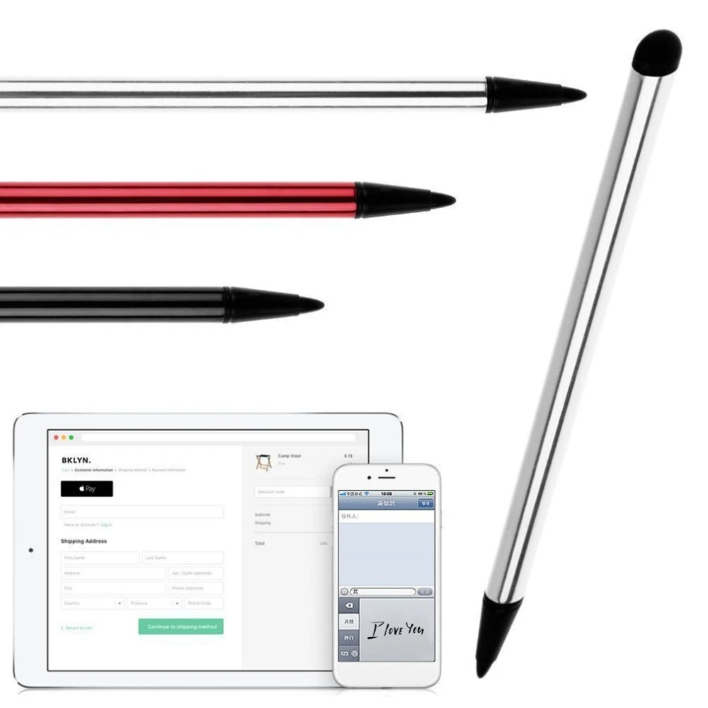 1Pc Touch Screen Stylus Metal Handwriting Pen For All Capacitive Screens Resistive Screens Mobile Phones Tablets
