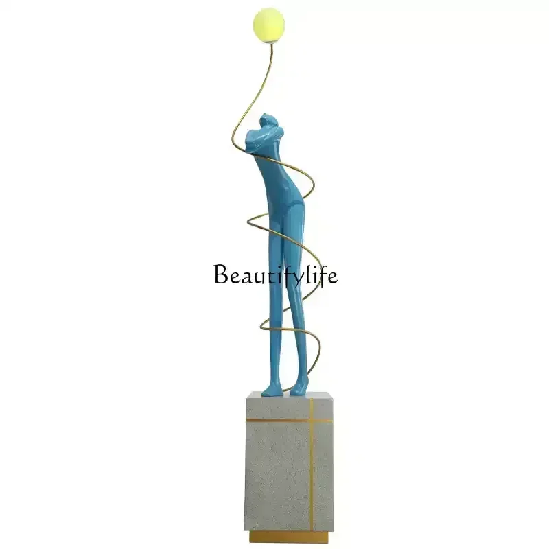 Abstract figure sculpture hotel art decoration luminous light luxury floor ornament