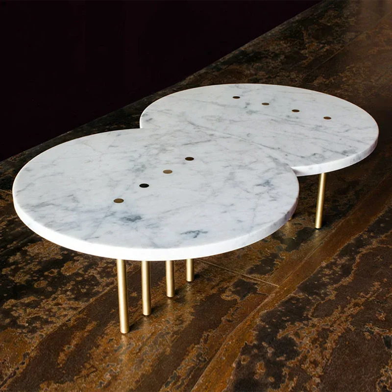 

Light Luxury Color Matching Natural Jazz White Marble Tea Table Creative Personality Model Room Leisure Tea Table