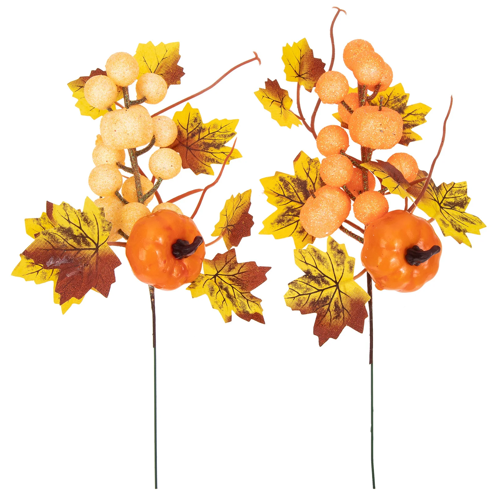 

2pcs Simulation Maple Leaf Pumpkin Branch Decor Natural Fake Plant For Home Office Wall Thanksgiving Fall Leaves Decor