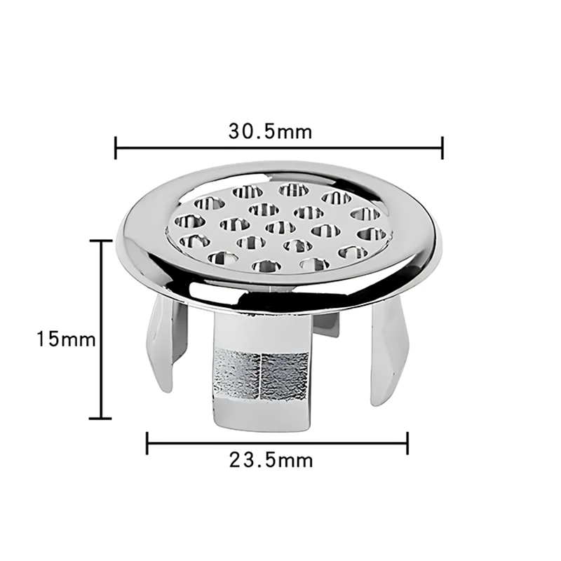 Sink Drain Filter Round Overflow Cover Ring Insert Replacement Chrome Hole Sink Accessories for Kitchen Bathroom Basin Sink