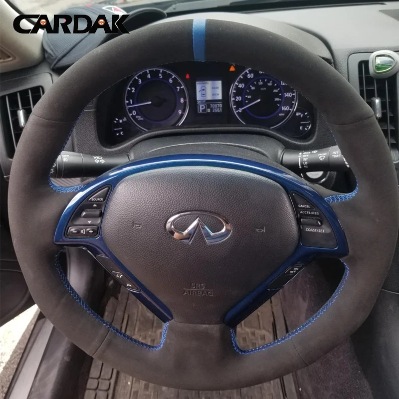 Full Black Suede Leather Steering Wheel Cover for Infiniti G25 G35 G37 X30 EX35 EX37 Q40 Q60 QX50 2008-2018