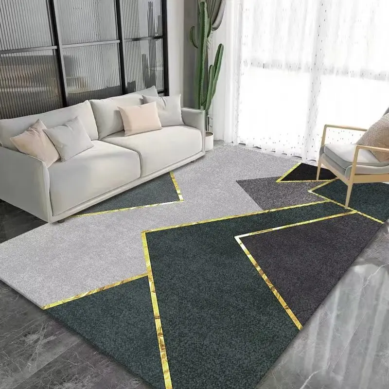 Grey Geometric Style Rug for Living Room Simple Home Decor Large Area Carpet Antiskid Lint-free Floor Mats Washable Customizable