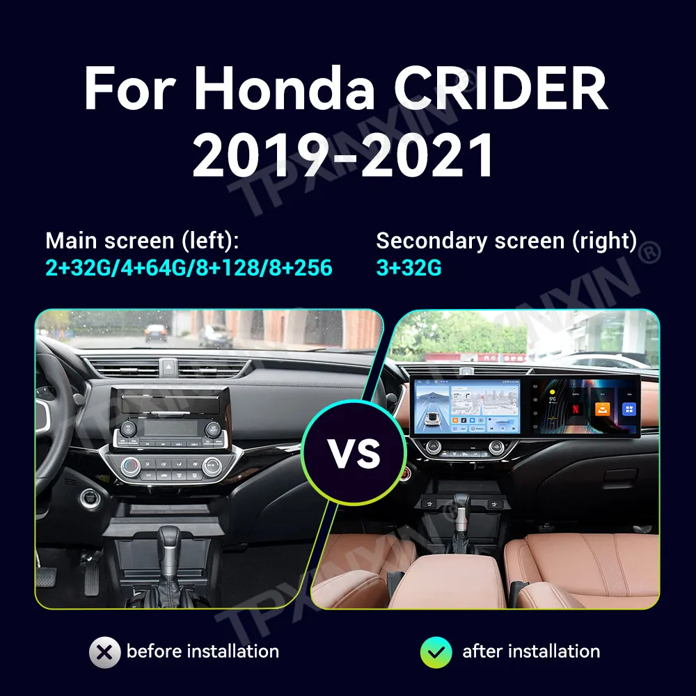 Qualcomm For Honda CRIDER 2019~2021 Android Carplay Car Radio Stereo Automotive Multimedia Player GPS Navi Dual Screen Head Unit