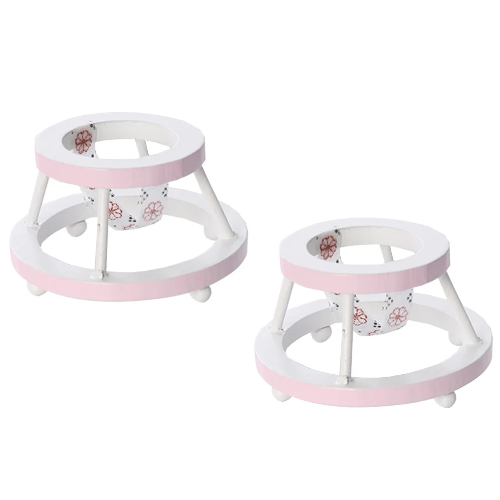 Poppenhuis Baby Walker Mini Houten Miniatuur Prop Speelgoedset Versiering Simulatiemodel Reborn-poppen