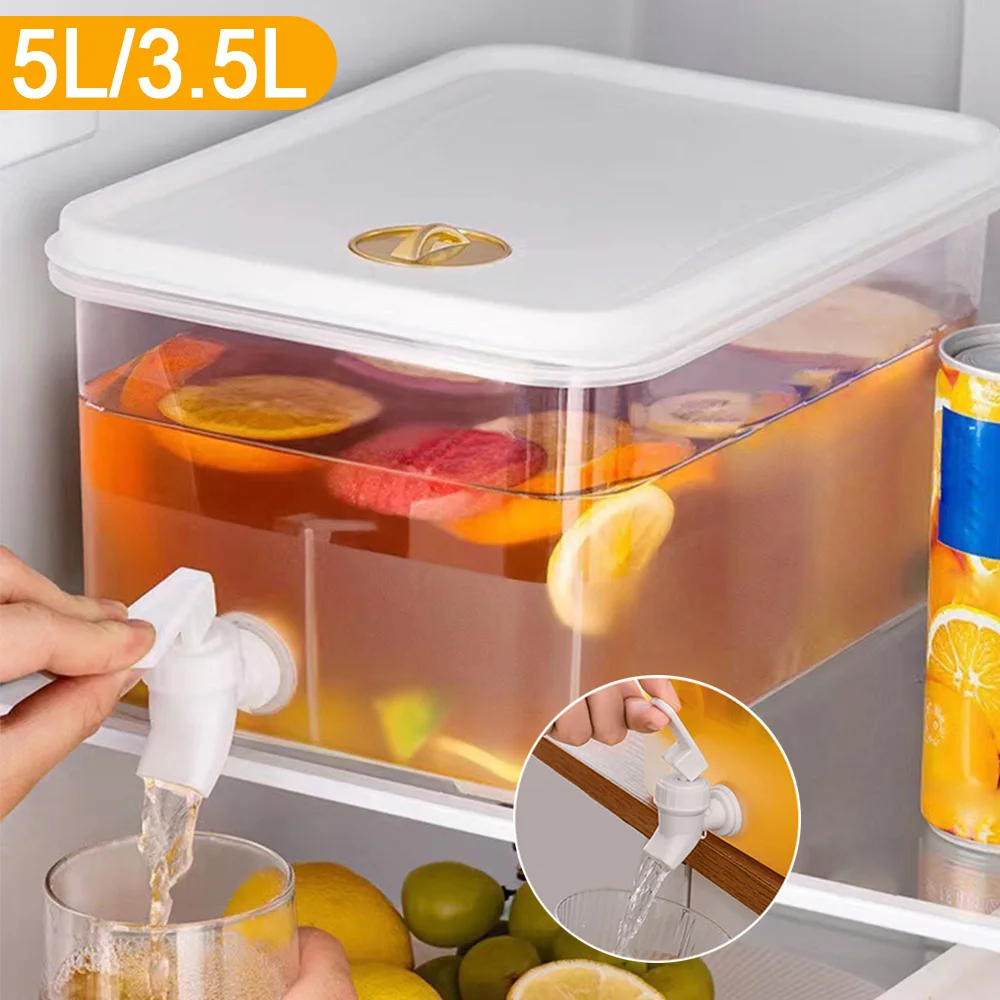 

5L/3.5L Cold Water Kettle with Faucet In Refrigerator Water Dispenser Summer Fruit Juice Drink Container Fridge Cold Water Jug