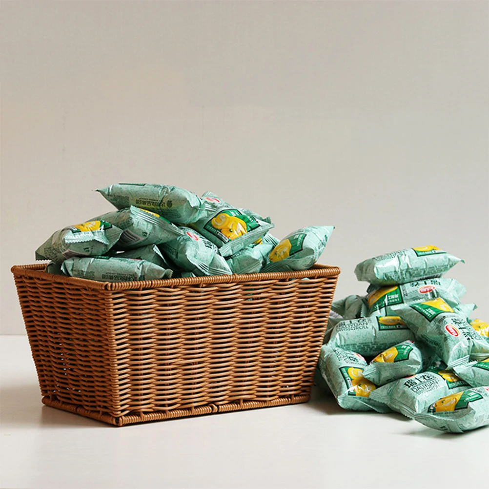 

Large Wicker Storage Basket Woven Rectangular Fruit Vegetables Desktop Child Baskets