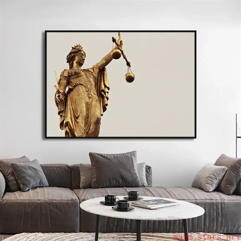 Graffiti Lady Justice Scales Of Justice Poster Judge Justitia Goddess Themis Canvas Painting Print Law Court Lawyer Home Decor