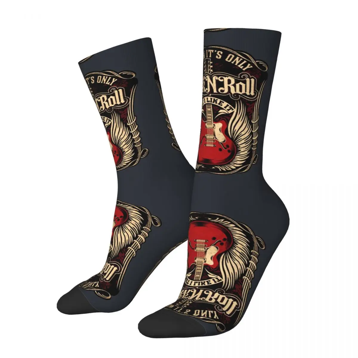 Funny Crazy It's Only Rock 'n' Roll But I Like It Sock for Men Hip Hop Vintage Mick Jagger Quality Pattern Boys Crew Sock Gift