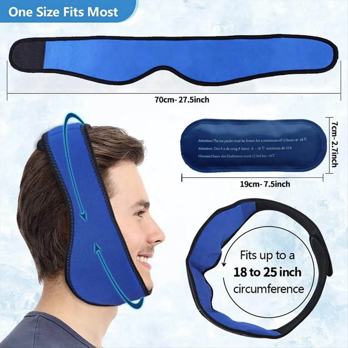 Pembungkus Es ABQR, Pembungkus Gel Panas dan Dingin untuk Meredakan Pembengkakan dan Ketidaknyamanan pada Rahang, Kepala, Mulut, dan Wajah