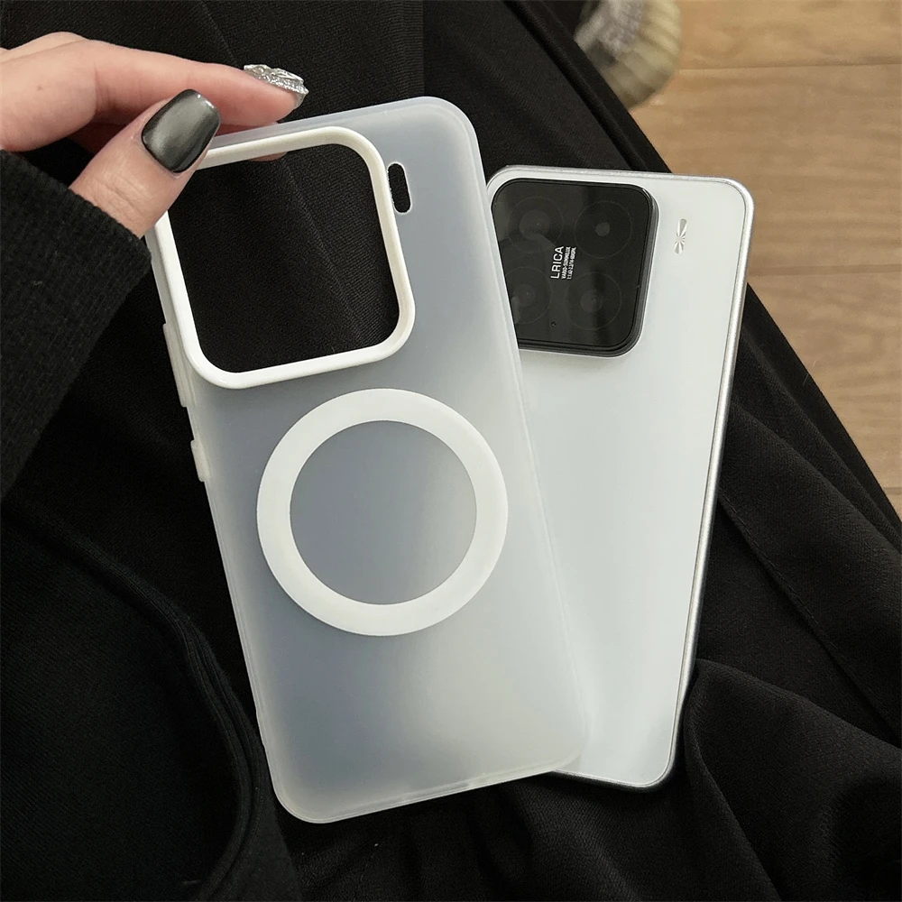 Armor Magnetische Doorschijnende Telefoon Case voor Xiaomi 15 Pro 14 Ultra 14 T 14 Civi 4 Pro voor Magsafe Kleurrijke camera Bumper Cover