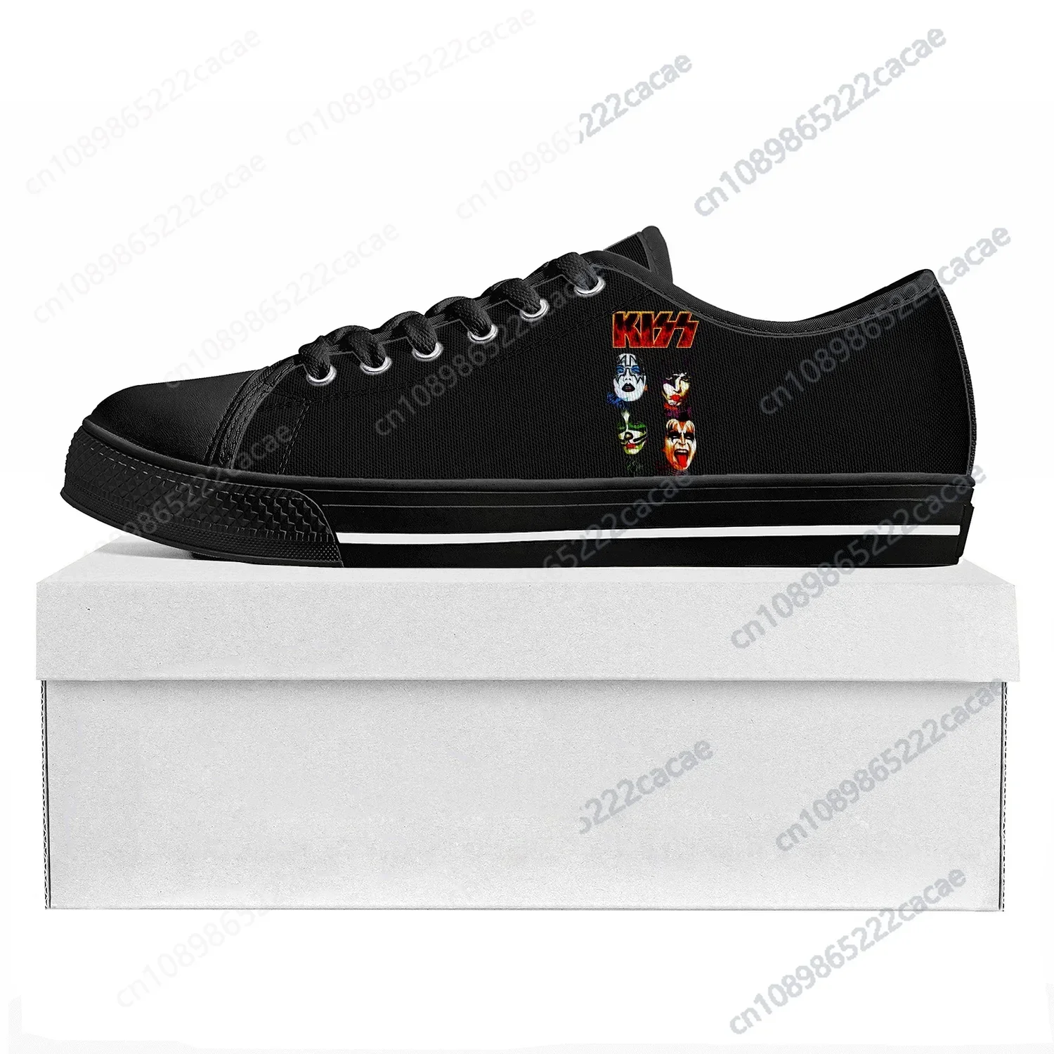 

Heavy Metal Rock Band Kiss Fashion Low Top High Quality Sneakers Mens Womens Teenager Canvas Sneaker Couple Shoes Custom Shoe