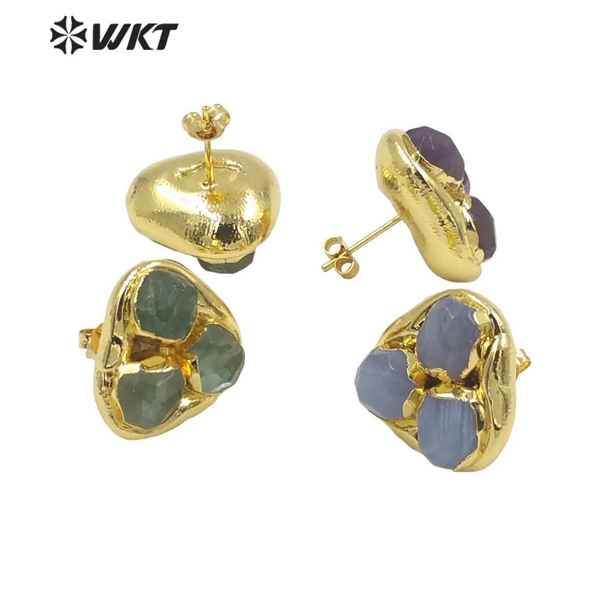 WKT-E748   WKT 2023 Lovely Design Natural Gemstone 18K Gold Plated Party Jewelry For Women Anniversary Style NEW  Sale