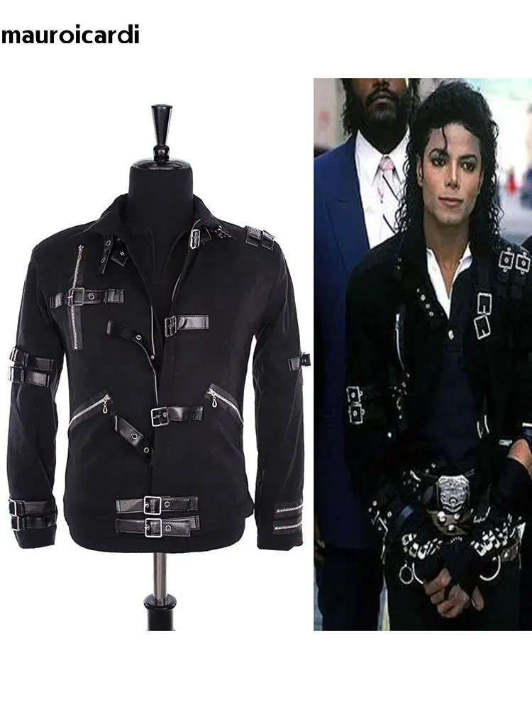 

Mauroicardi Spring Autumn Black Punk Rock Jacket Men Zipper streetwear Cool Handsome luxury man clothing brands 2026