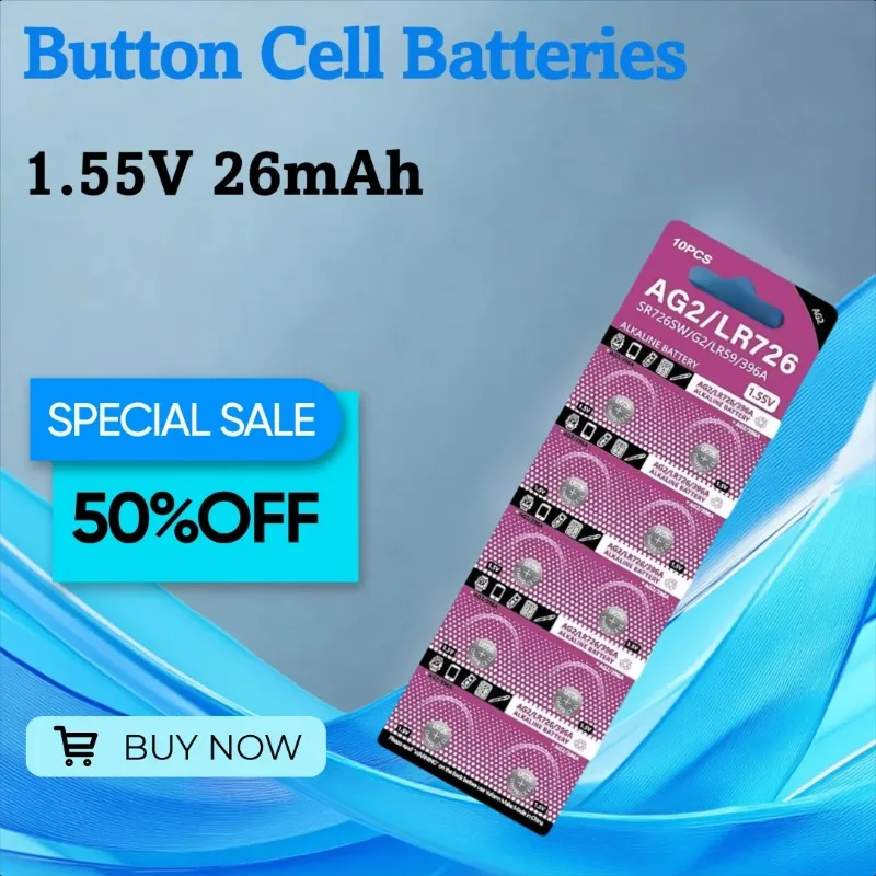 

1.55V AG2 LR726 Button Cell Batteries for Watches Clocks and Electronic Products