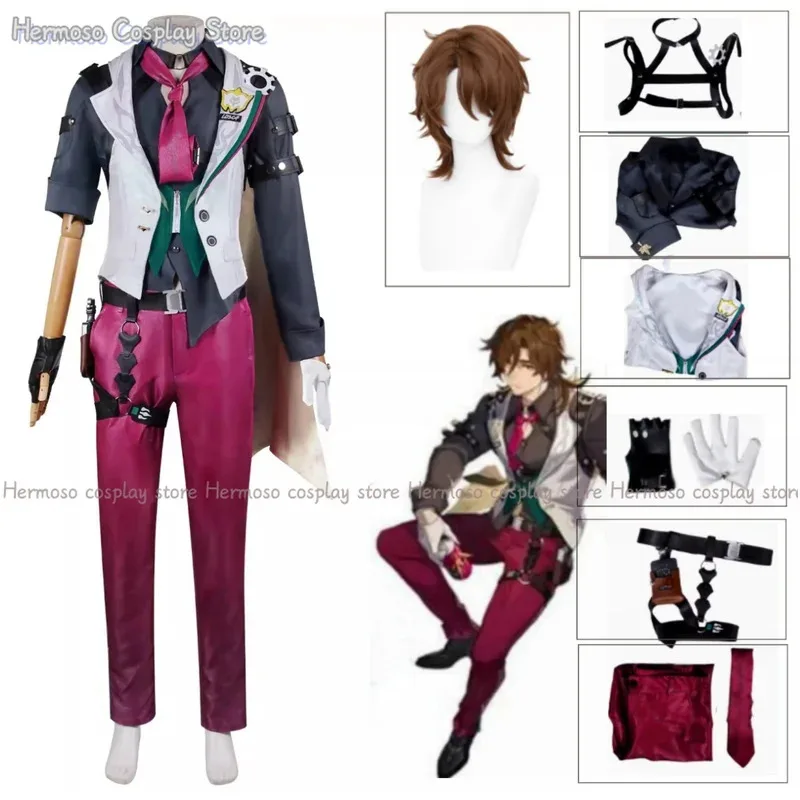

Honkai Star Rail Gallagher Cosplay Costume Wig Uniform Security Officer Bloodhound Family Penacony Halloween Party for Women Men