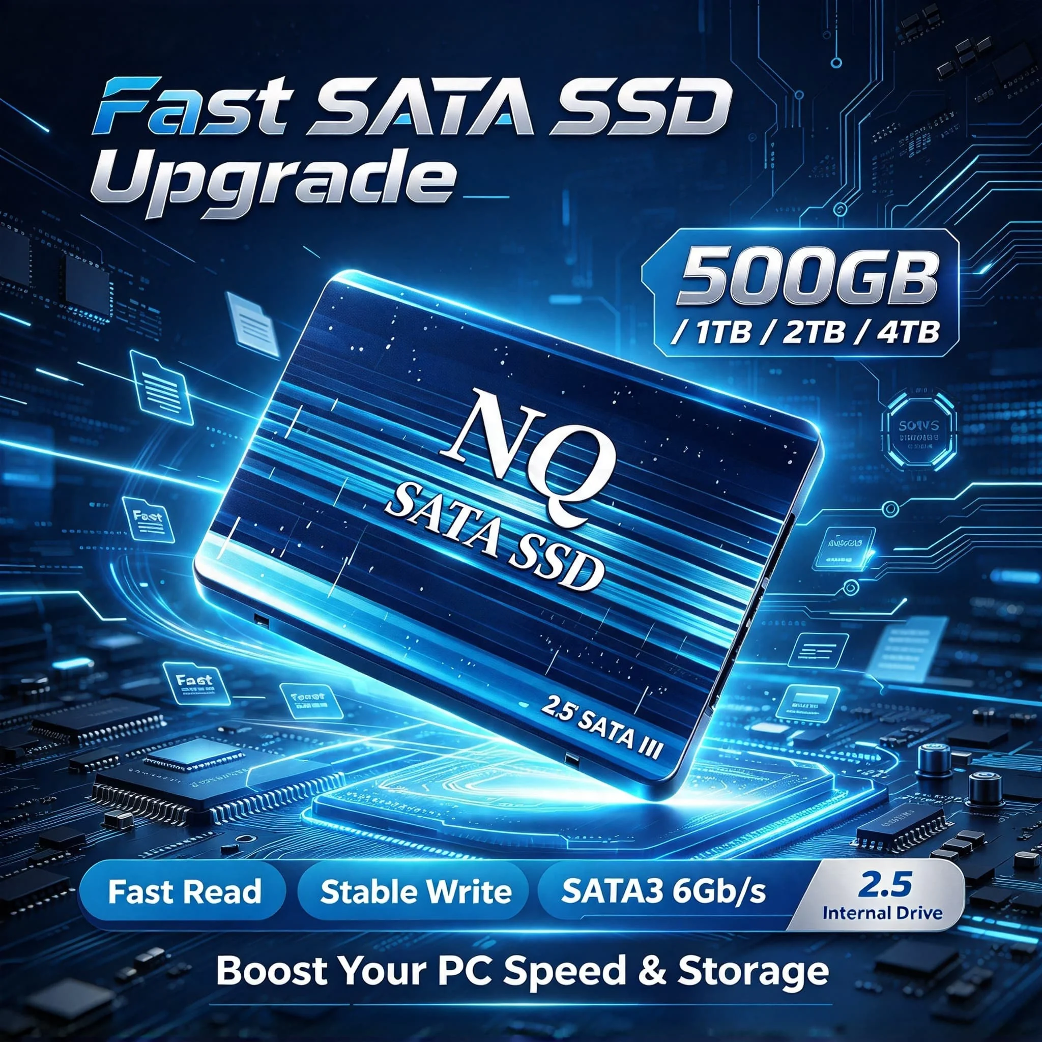 2026 High Speed NQ 2.5 Inch SSD 500GB 1TB 2TB 4TB Internal Solid State Drive Shock Resistant Storage Disk for Desktop Laptop PC