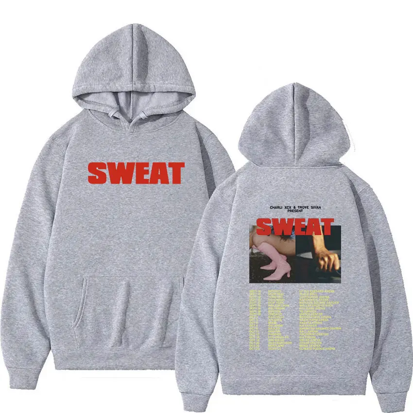 New Album Charli XCX SWEAT Tour 2024 Brat Hoodie Men Women Hip Hop Clothing Pullover Sweatshirt Retro Fashion Oversized Hoodies