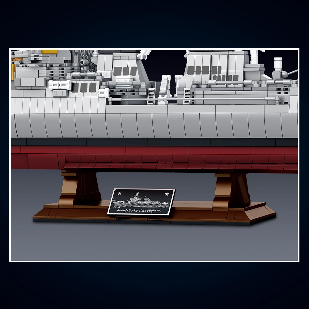 ミシニ M7021 アーリー・バーキー級駆逐艦 組み立てブロックセット、3601ピース MOC アメリカ海軍軍艦モデル、優れた戦艦組み立て